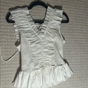 White Ruffled Sleeveless Top